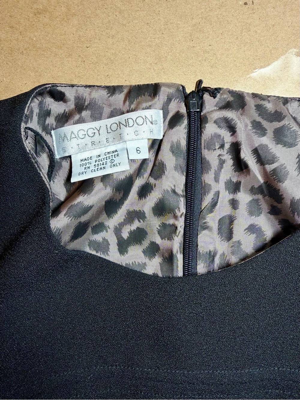 Maggy London Black Sheath Dress with Leopard Accent - Picture 3 of 4
